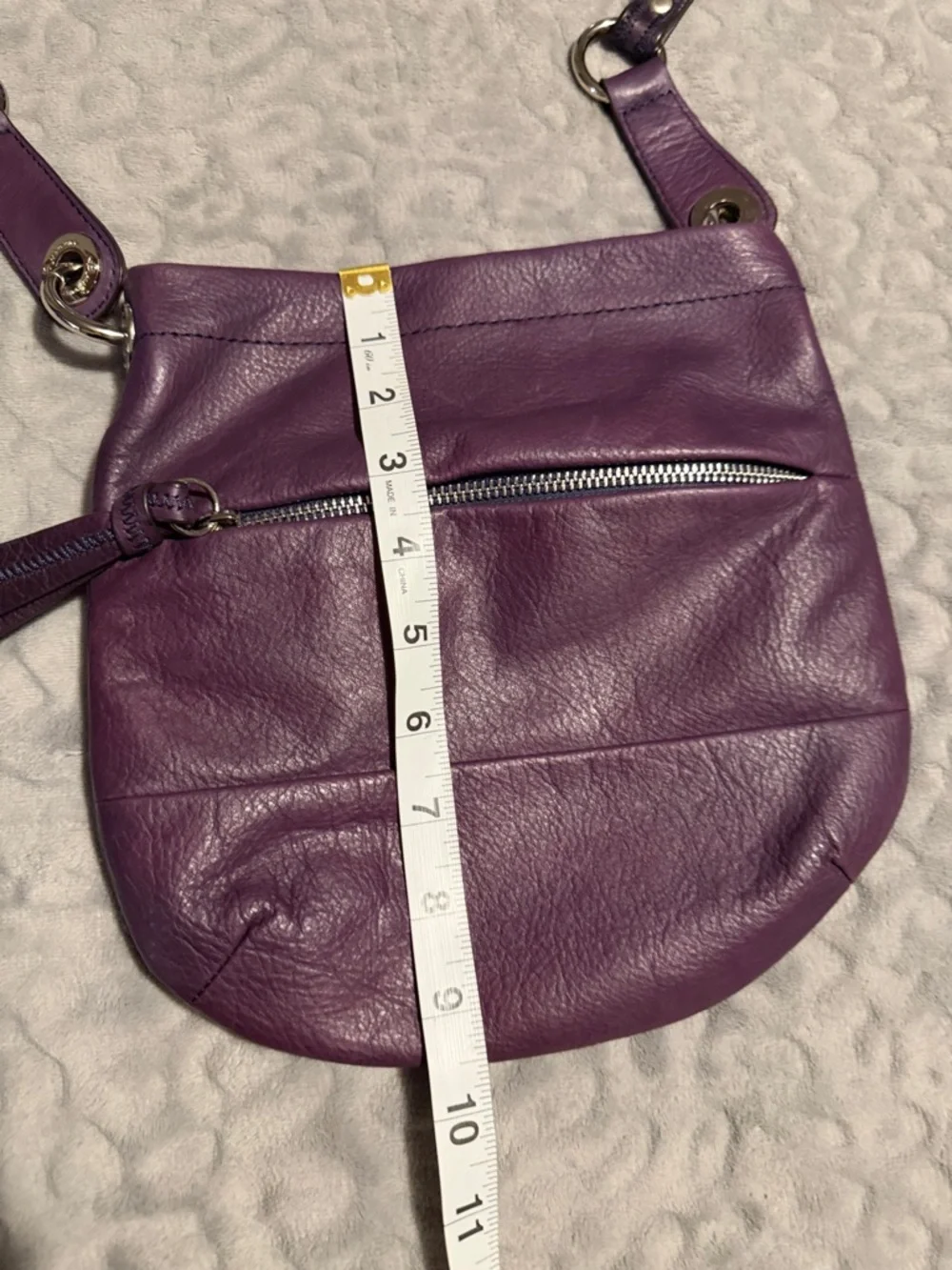 b. makowsky Purple Leather Crossbody with Front Zip